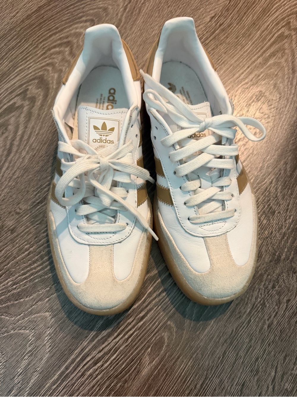 adidas White and Tan SAMBA OG Retro Low-Top Sneakers